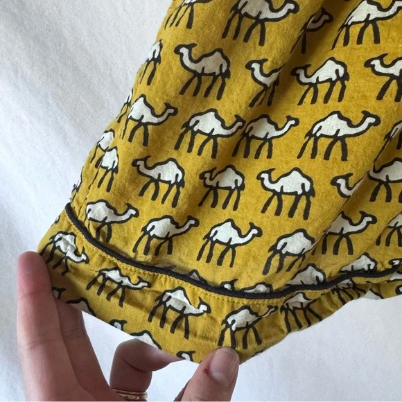 Keva Camel Print Pajama Set Women’s M Mustard Yellow Button Up Shorts - Picture 4 of 14